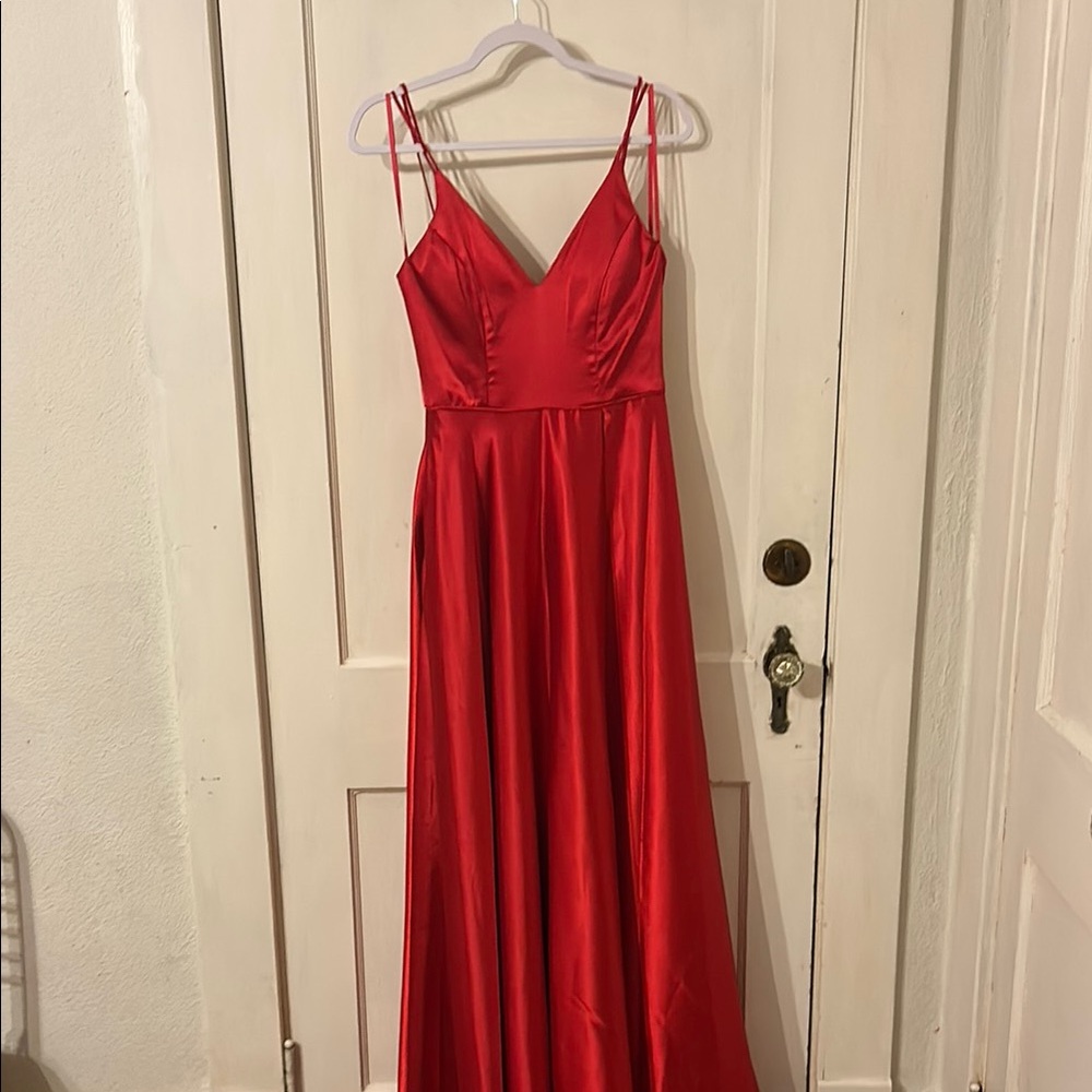 Sequin Hearts Red Maxi Sundress Spaghetti Strap V-Neck